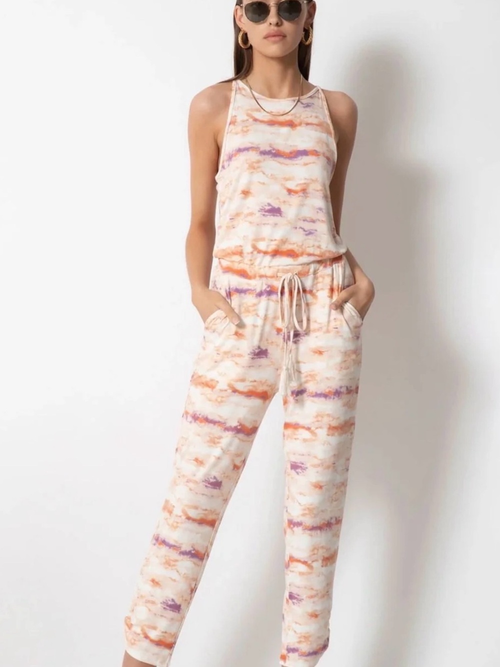 Tart Tie-Dye Crewneck Sweater in Cream, Purple & Tan
